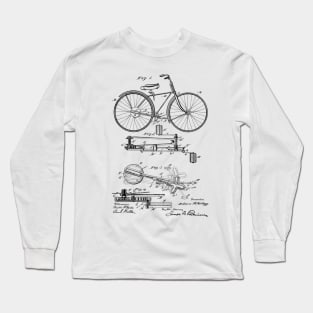 Bicycle Mechanical Movement Vintage Patent Hand Drawing Long Sleeve T-Shirt